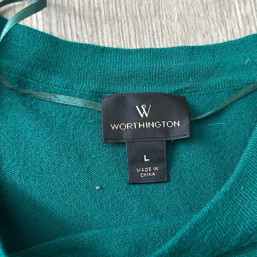 Worthington Emerald Green Long Sleeve Top with Bell Sleeves - Picture 3 of 9